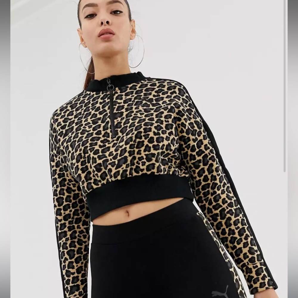 Puma cropped cheetah sweatshirt